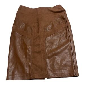Marc New York Leather Brown Knee-Length Pencil Skirt